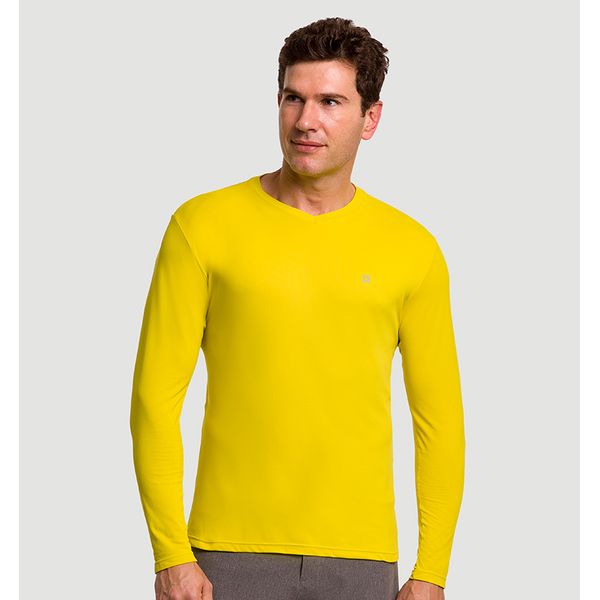 Camisa UV Masculina Com Proteção Solar Sport Fit Amarelo