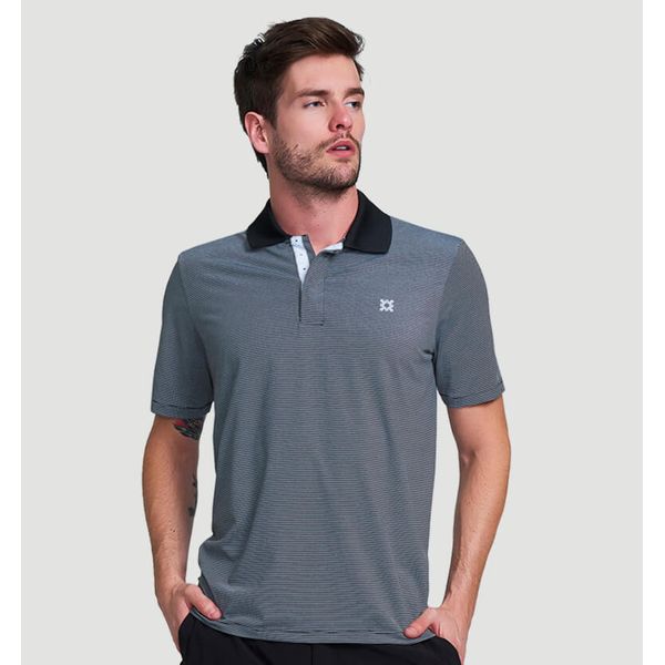 Camiseta Polo com Proteção Solar UV.LINE - Cinza Mescla