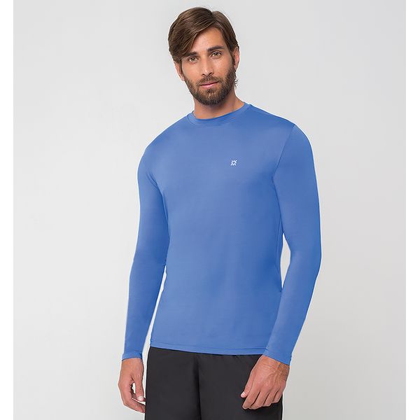 Camisa UV Masculina Com Proteção Solar Uvpro Azul Bic