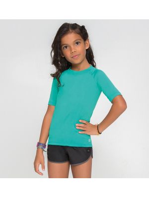 Camiseta UV Infantil Com Proteção Solar Manga Curta Uvpro Verde Menta