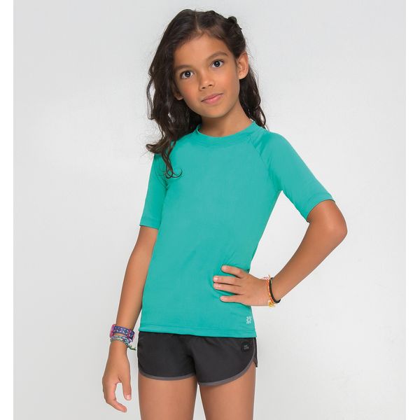 Camiseta UV Infantil Com Proteção Solar Manga Curta Uvpro Verde Menta