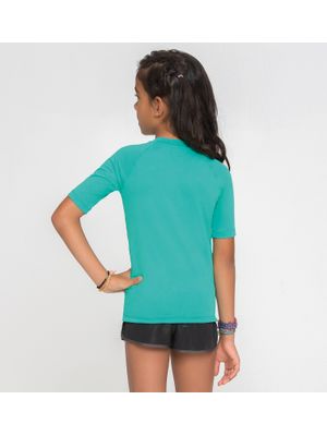 Camiseta UV Infantil Com Proteção Solar Manga Curta Uvpro Verde Menta