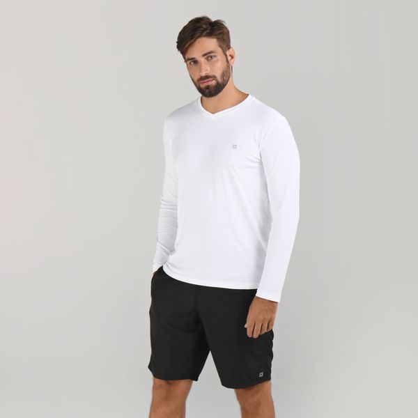 Camisa UV Masculina Com Proteção Solar Sport Fit Branco