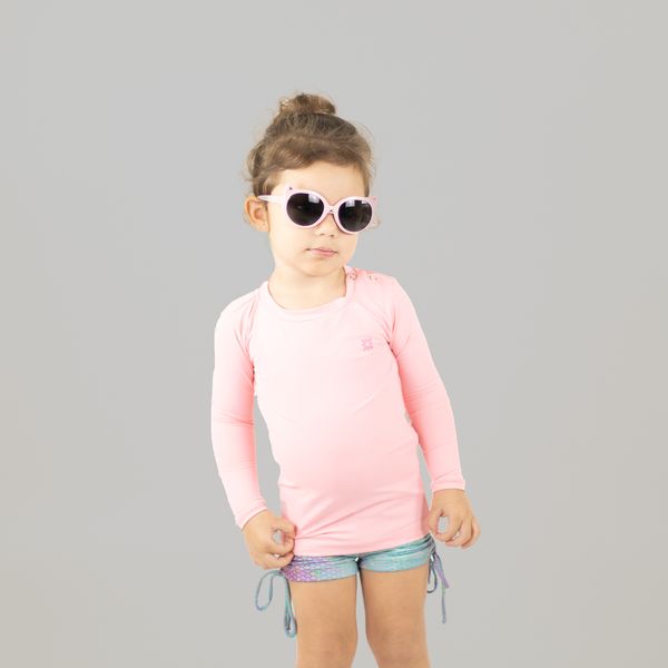 Camiseta UV com Proteção Solar Bebê Nina Rosa Claro