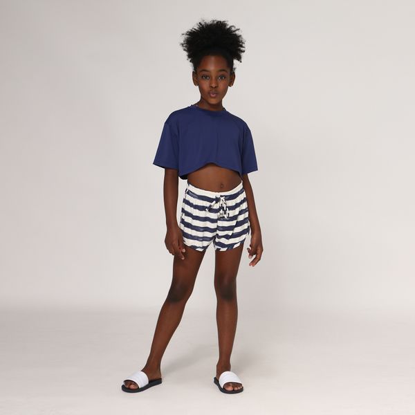 Shorts Fit Infantil Com Proteção Solar UV.LINE Estampa Listras