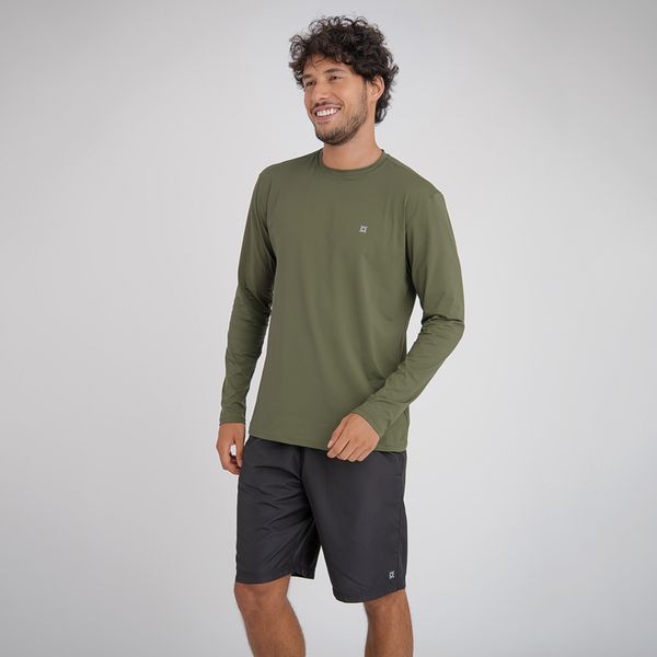 Camisa UV Masculina Com Proteção Solar Uvpro Verde Militar