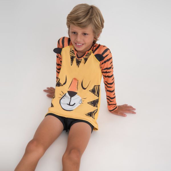 Camiseta UV Infantil Com Proteção Solar Estampa Tiger