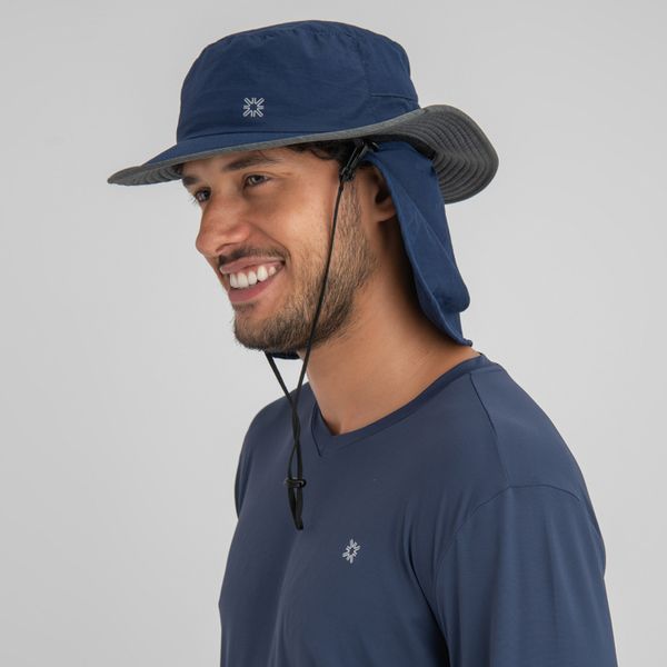 Chapéu UV Com Proteção Solar Kansas Marinho/Aço Mescla