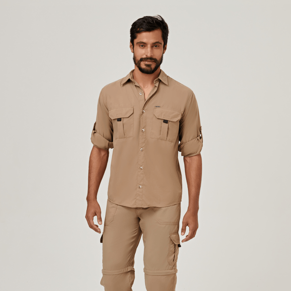 Camisa UV com Proteção Solar Masculina Tenerife Ocre