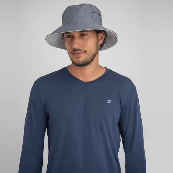 Chapéu UV Com Proteção Solar Austrália Areia/Cinza