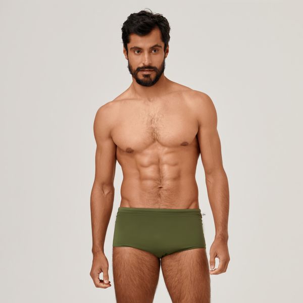 Sunga UV Masculina Com Proteção Solar Verde Militar