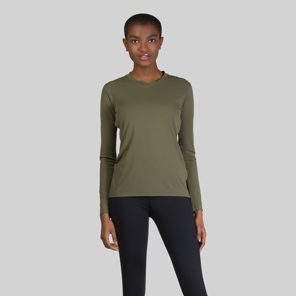 Camisa UV Feminina Com Proteção Solar Sport Fit Verde Militar