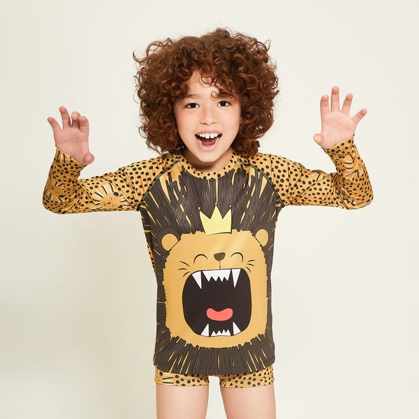 Camisa UV Infantil Com Proteção Solar Estampa Lion