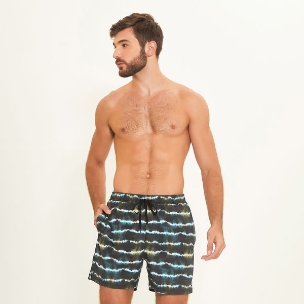 Shorts UV Masculino Com Proteção Solar Estampa Salina Verde