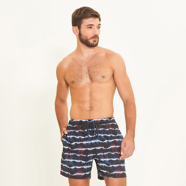 Shorts UV Masculino Com Proteção Solar Estampa Salina Azul