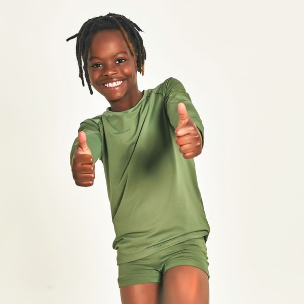 Camisa UV Infantil Com Proteção Solar Uvpro Verde Militar