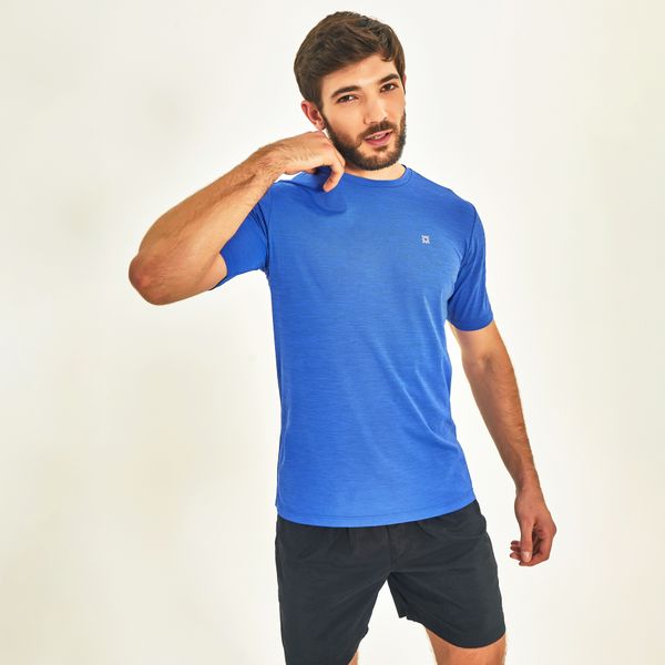 Camisa UV Masculina Com Proteção Solar Fit Mescla Azul Bic
