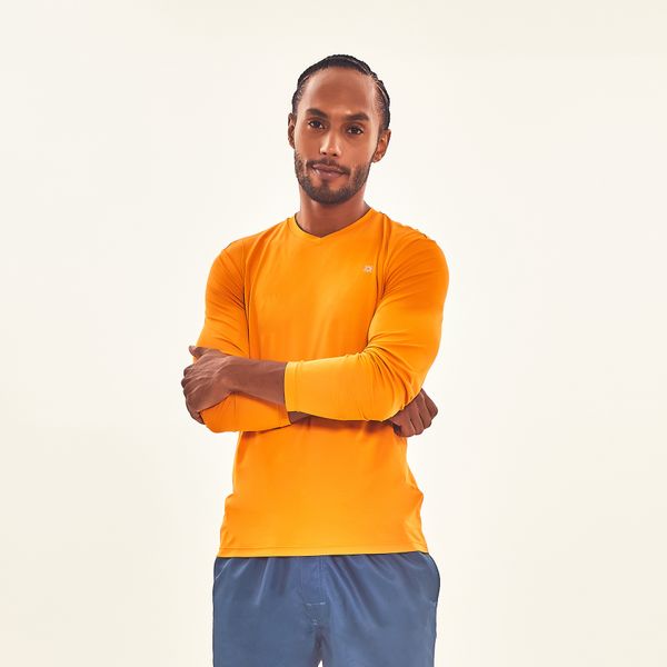 Camisa UV Masculina Com Proteção Solar Sport Fit  Laranja