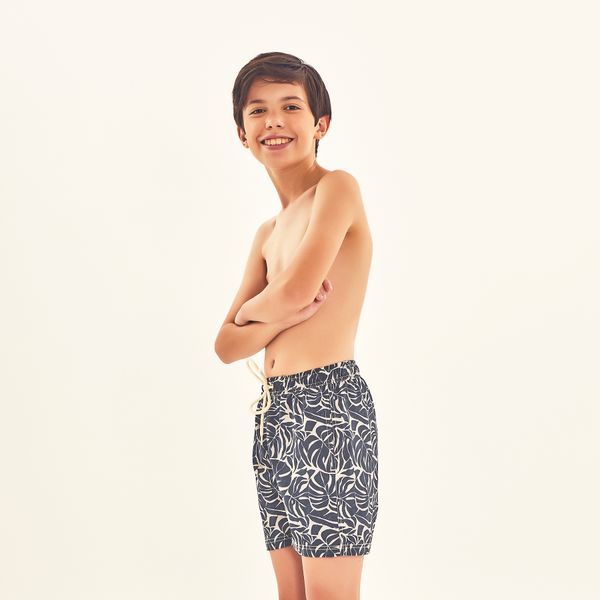 Shorts Acqua Infantil UV Com Proteção Solar Estampa Costela Aço