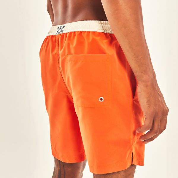 Shorts Acqua Boxer Masculino UV Com Proteção Solar Laranja/Off White