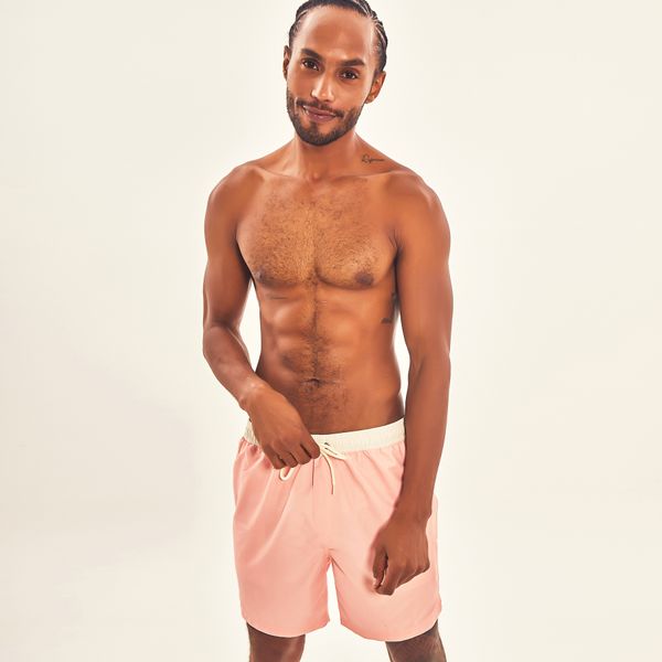 Shorts Acqua Boxer Masculino UV Com Proteção Solar Rosê/Off White
