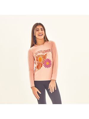 Camisa Uv Com Proteção Solar Estampa Sunflower Rosê