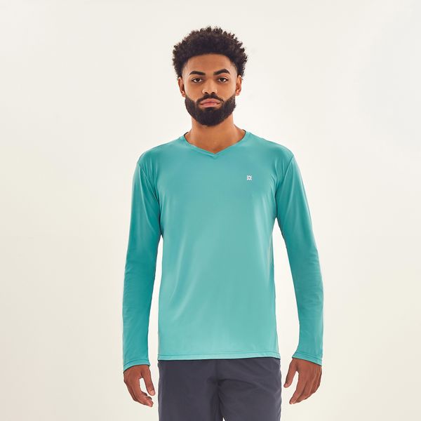 Camisa UV Masculina Com Proteção Solar Sport Fit  Verde Caribe