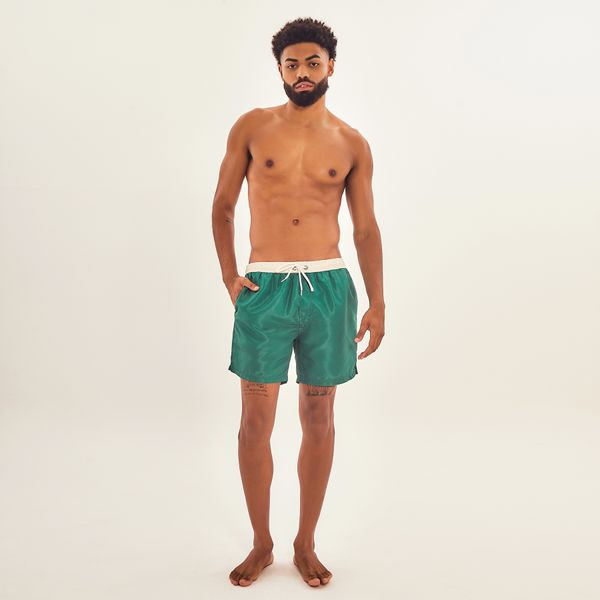 Shorts Acqua Boxer Masculino UV Com Proteção Solar Verde Brasil/Off White