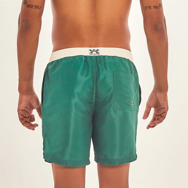 Shorts Acqua Boxer Masculino UV Com Proteção Solar Verde Brasil/Off White