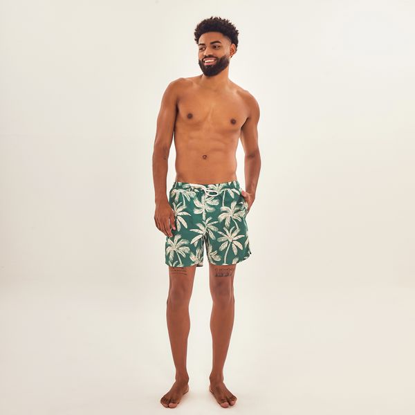 Shorts Acqua Masculino UV Com Proteção Solar Estampa Coqueiro Verde Brasil