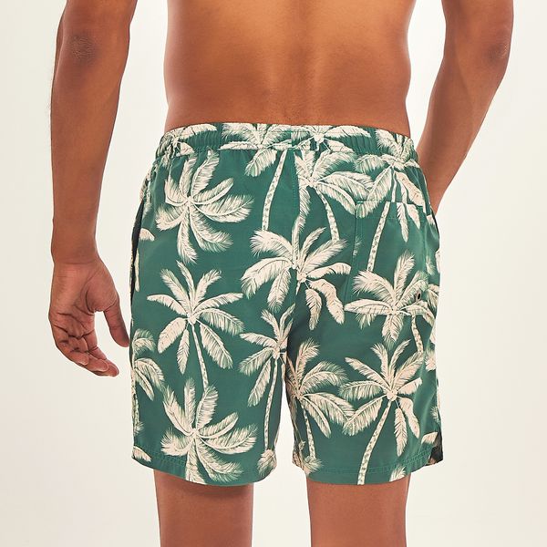 Shorts Acqua Masculino UV Com Proteção Solar Estampa Coqueiro Verde Brasil