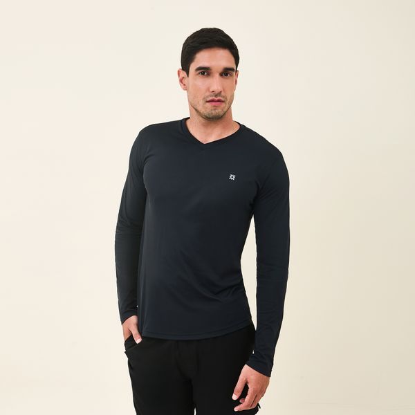 Camisa UV Masculina Com Proteção Solar Sport Fit Preto