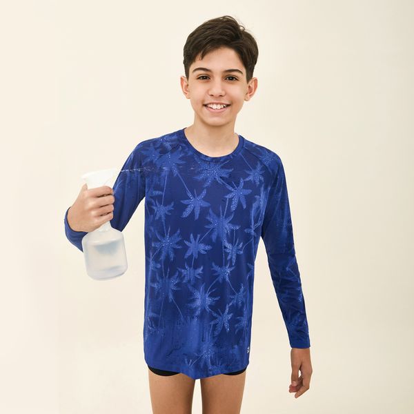 Camisa UV Infantil Com Proteção Solar Uvpro Acqua Magic Azul Bic