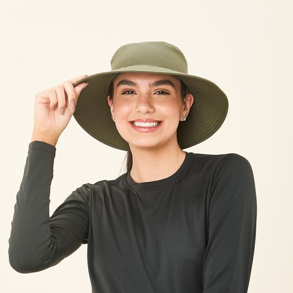 Chapéu Feminino  Uv California Com Proteção Solar Verde Militar
