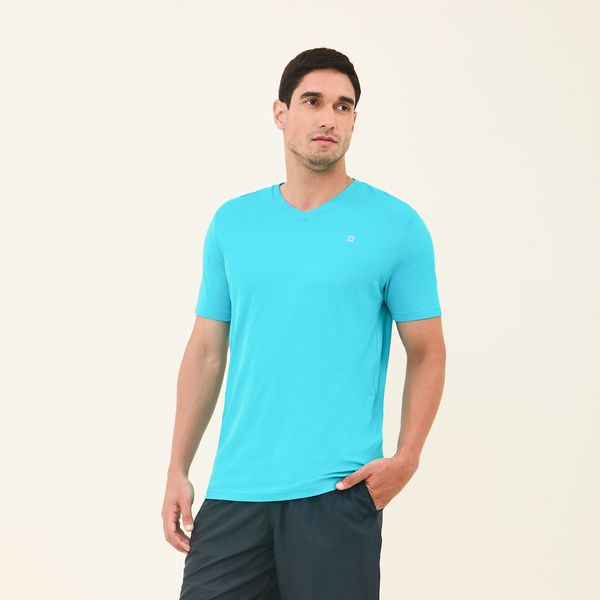 Camisa UV Masculina Com Proteção Solar Sport Fit Azul Piscina