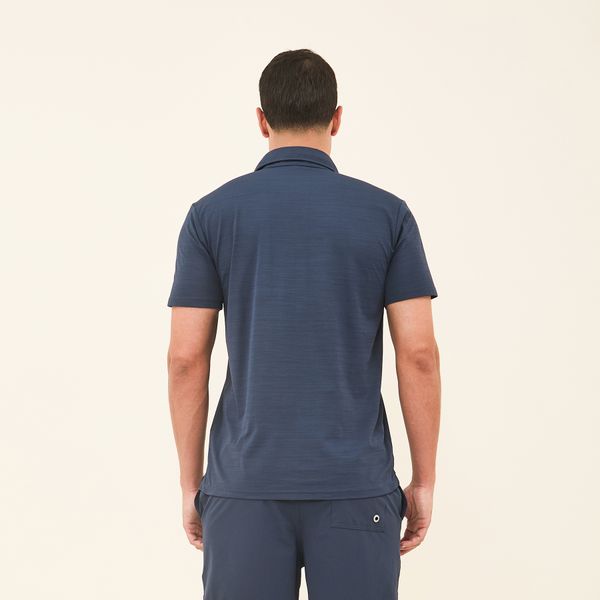 Camisa UV Polo Masculina Com Proteção Solar Mescla Marinho