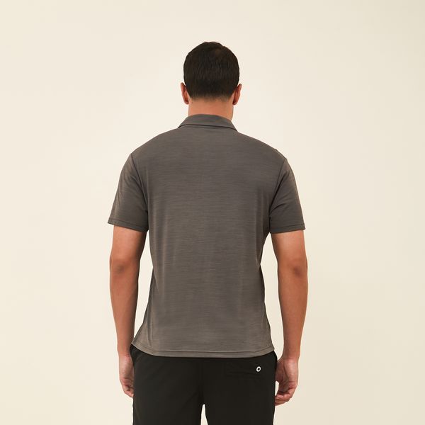 Camisa UV Polo Masculina Com Proteção Solar Mescla Chumbo