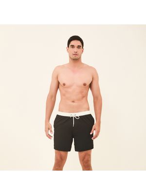 Shorts Acqua Boxer Masculino UV Com Proteção Solar Preto/ Off White