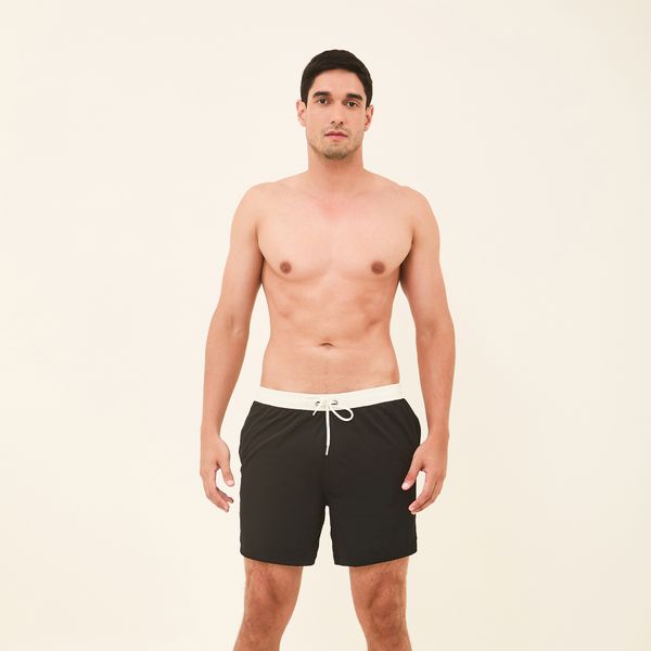 Shorts Acqua Boxer Masculino UV Com Proteção Solar Preto/ Off White