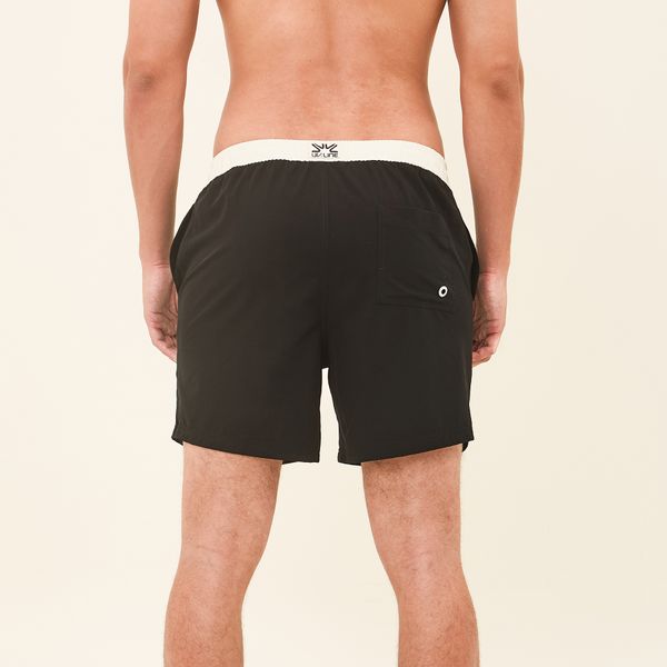 Shorts Acqua Boxer Masculino UV Com Proteção Solar Preto/ Off White