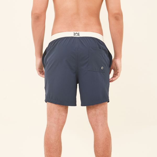Shorts Acqua Boxer Masculino UV Com Proteção Solar Marinho/ Off White