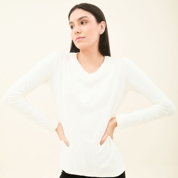Camisa UV Feminina Com Proteção Solar Sport Fit Off White