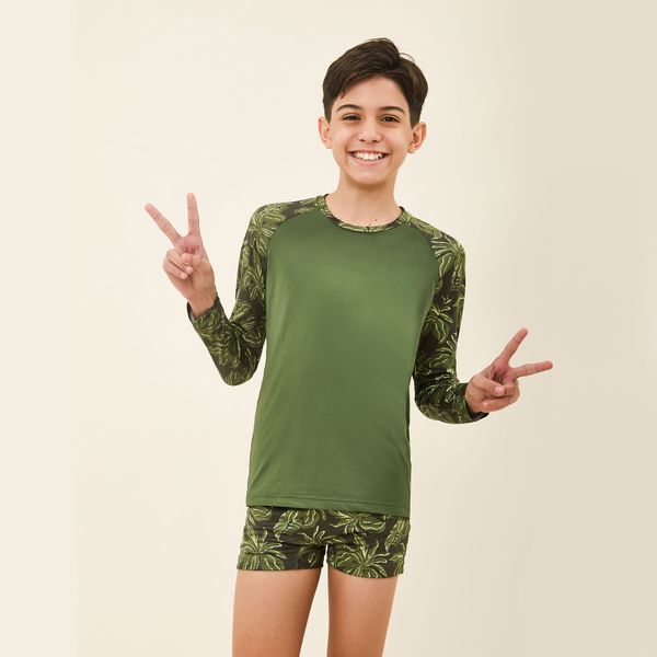 Camisa Acqua Uv Com Proteção Solar Estampa Folhagem
