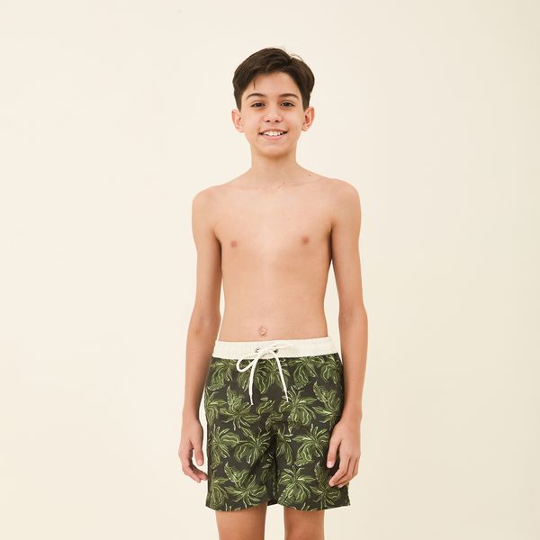 Shorts Acqua Infantil UV Com Proteção Solar Estampa Folhagem