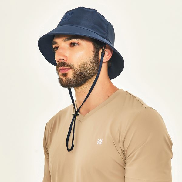 Chapéu UV Bucket Com Proteção Solar Marinho