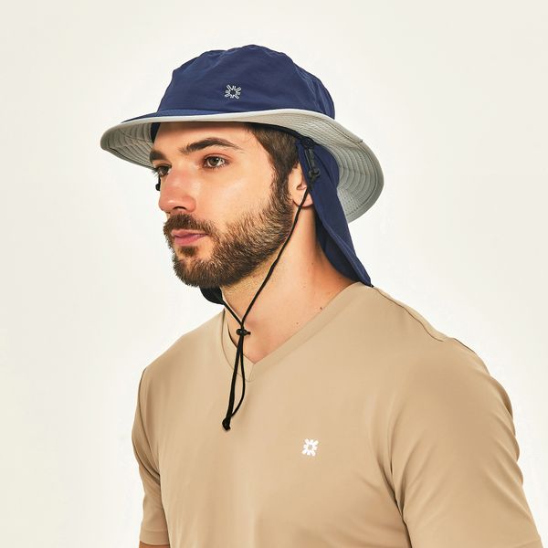 Chapéu UV Com Proteção Solar Kansas Marinho/Cinza