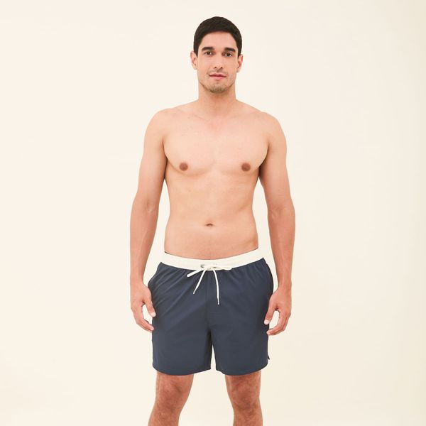 Shorts Acqua Boxer Masculino UV Com Proteção Solar Marinho/ Off White