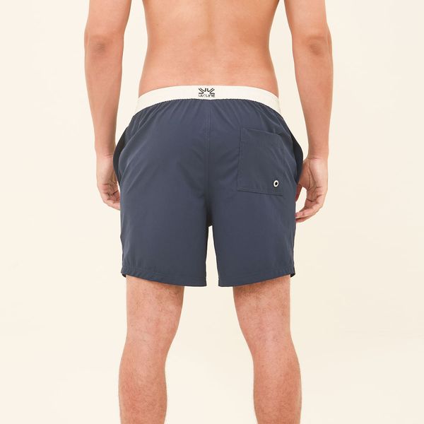 Shorts Acqua Boxer Masculino UV Com Proteção Solar Marinho/ Off White