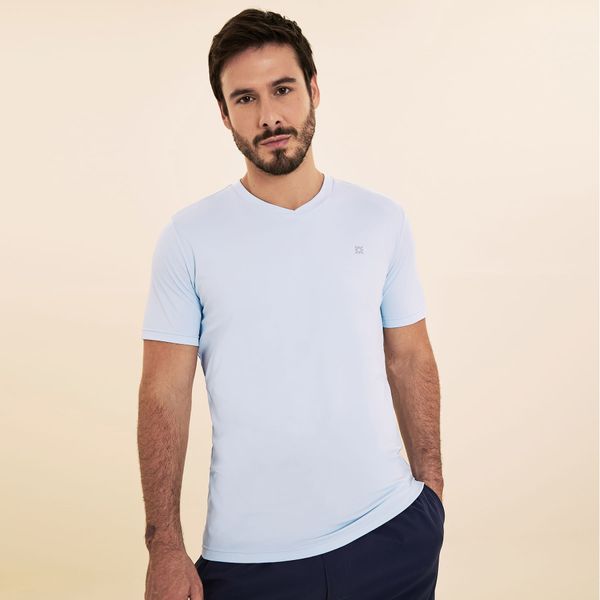 Camisa UV Masculina Com Proteção Solar Sport Fit Mc Azul Céu