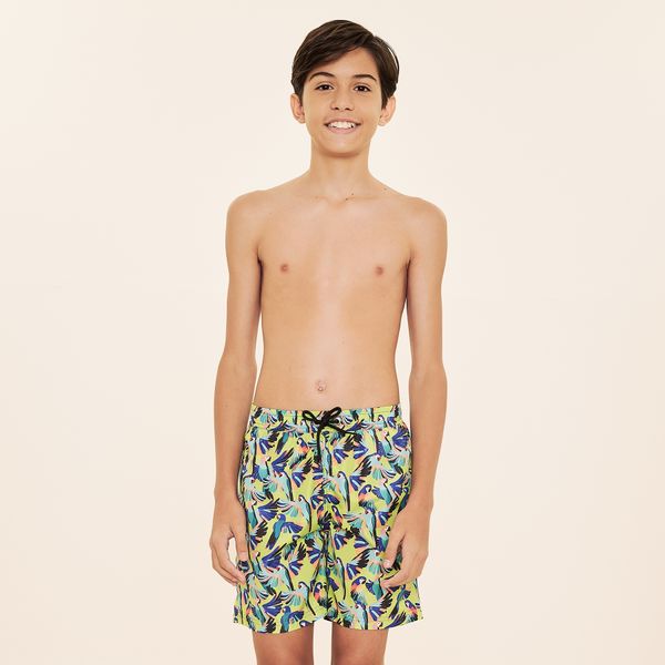 Shorts Acqua Infantil UV Com Proteção Solar Estampa Passaro